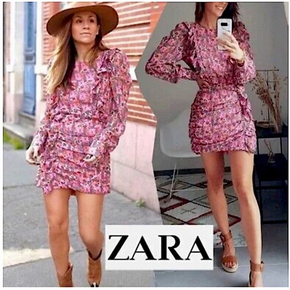 ZARA Blogger Fav Floral Ruffle Mini Dress New Plus Size - Picture 14 of 16